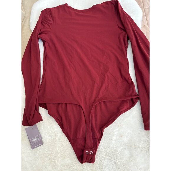 Auden size XXL Luxe Stretch Fully Lined long-sleeve Body Suit New Burgundy Red - Picture 3 of 3